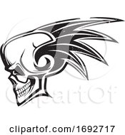 Poster, Art Print Of Skull With A Mohawk And Distress Style
