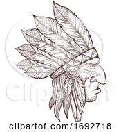 Poster, Art Print Of Sketched Native American