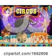 Big Top Circus Show Tamer Animals And Gymnast by Vector Tradition SM