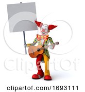 3d Funky Clown On A White Background