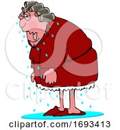 Cartoon Woman Sweating During A Hot Flash