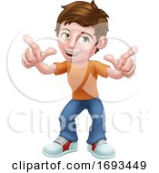Poster, Art Print Of Boy Child Cartoon Character Pointing