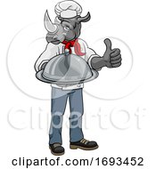 Poster, Art Print Of Rhino Chef Mascot Cartoon Character