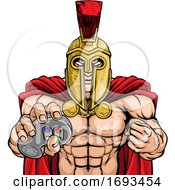 Poster, Art Print Of Spartan Trojan Gamer Warrior Controller Mascot