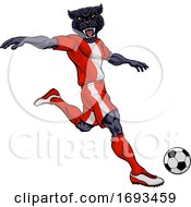 Poster, Art Print Of Panther Soccer Football Player Sports Mascot
