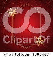 Poster, Art Print Of Red And Gold Christmas Snowflake Frame
