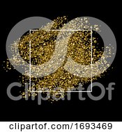 Poster, Art Print Of Gold Glitter Background With White Frame