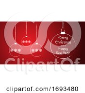 Poster, Art Print Of Christmas Background With Sketched Baubles Design
