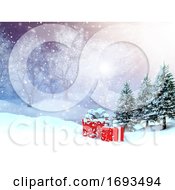 Poster, Art Print Of 3d Winter Landscape With Presents Nestled In Snow