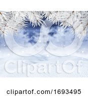 Poster, Art Print Of 3d Winter Landscape With Christmas Tree Branches