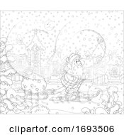 Poster, Art Print Of Santa Ski Through A Town