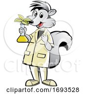 Scientist Skunk Holding A Plant In A Flask