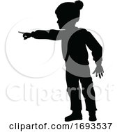 Silhouette Child Kid In Christmas Winter Clothing