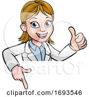 Scientist Cartoon Character Sign by AtStockIllustration