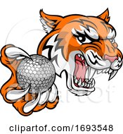 Poster, Art Print Of Tiger Golf Ball Player Animal Sports Mascot