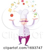 Poster, Art Print Of Male Chef Juggling Food