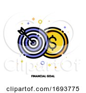 Icon Of Globe And Arrow In Center Of Board For Financial Goal Or Successful Business Concept Flat Filled Outline Style Pixel Perfect 64x64 Editable Stroke
