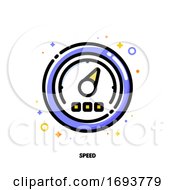 Icon Of High Speed Performance With Speedometer For Time Management Or Work Efficiency Concept Flat Filled Outline Style Pixel Perfect 64x64 Editable Stroke