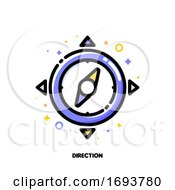 Poster, Art Print Of Icon Of Compass For Direction In Time Management Concept Flat Filled Outline Style Pixel Perfect 64x64 Editable Stroke