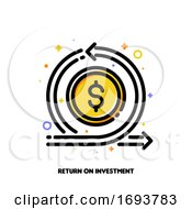 Poster, Art Print Of Icon Of Dollar And Loop Arrow For Return On Investment Or Currency Exchange Concept Flat Filled Outline Style Pixel Perfect 64x64 Editable Stroke