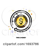 Poster, Art Print Of Icon Of Finance Service With Clock And Dollar For Time Is Money Or Fast Payment Transfer Concept Flat Filled Outline Style Pixel Perfect 64x64 Editable Stroke