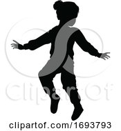 Silhouette Child Kid In Christmas Winter Clothing