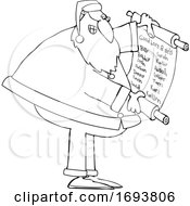 Cartoon Santa Claus Reading A Good List