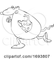 Poster, Art Print Of Cartoon Fat Rat Stealing Cheese