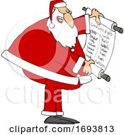 Poster, Art Print Of Cartoon Santa Claus Reading A Good List