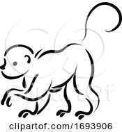 Calligraphy Styled Chinese Zodiac Monkey by Vector Tradition SM