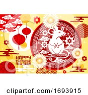 Chinese Zodiac Rat With Lunar New Year Lanterns