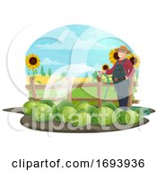 Poster, Art Print Of Cabbage Farmer Watering Plants