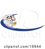 Chefs Hat Mascot Cartoon Character On An Employee Name Tag With A Blue Dash