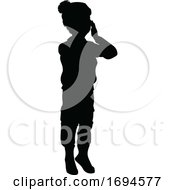 Silhouette Kid Child In Winter Christmas Clothing