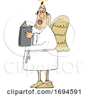 Poster, Art Print Of Cartoon Male Angel Holding A Book