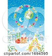 Poster, Art Print Of Santa Going Down A Chimney