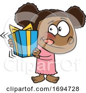 Poster, Art Print Of Cartoon Girl Shaking A Gift