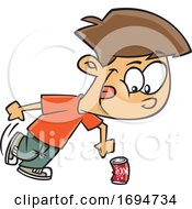 Cartoon Boy Kicking The Can