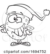 Cartoon Black And White Grinning Christmas Pickle by toonaday