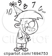 Cartoon Black And White Boy Counting Down To New Year