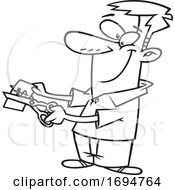 Poster, Art Print Of Cartoon Outline Man Cutting Prices