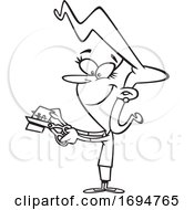 Cartoon Black And White Woman Cutting Prices