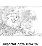Clipart Of A Squirrel Reaching For A Pine Cone Royalty Free Vector Illustration
