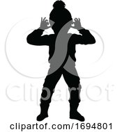 Poster, Art Print Of Silhouette Kid Child In Winter Christmas Clothing