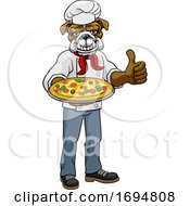 Poster, Art Print Of Bulldog Pizza Chef Cartoon Restaurant Mascot