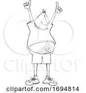 Clipart Of A Chubby Man Holding Up Two Thumbs Royalty Free Vector Illustration
