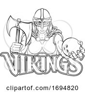 Poster, Art Print Of Viking Trojan Celtic Knight Bowling Warrior Woman
