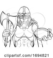 Poster, Art Print Of Viking Trojan Celtic Knight Football Warrior Woman