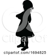 Poster, Art Print Of Silhouette Child Kid In Christmas Winter Clothing