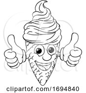 Poster, Art Print Of Ice Cream Cone Cartoon Character Mascot Thumbs Up